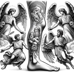 Winged Angels and Greek Gods - Celestial Leg Art