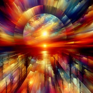 Vibrant Sunset Kaleidoscope - Ethereal Abstract Art