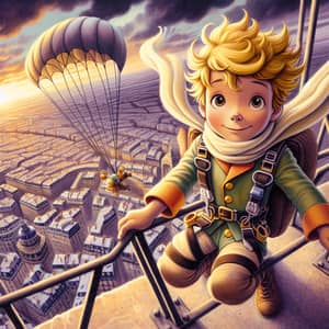 The Little Prince Parachuting from Montparnasse Tower in Paris