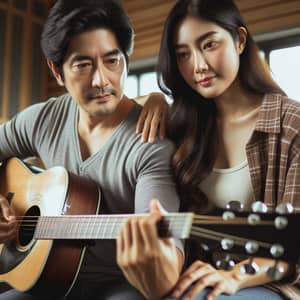 East Asian Man & South Asian Woman Duet | Guitar Performance