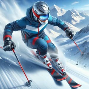 Skiing in Winter: Graceful Carving in Fresh Powder