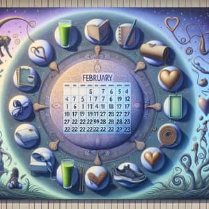 Tranquil Wellness in February: Symbols and Serenity Calendar