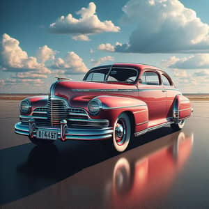 Classic Cherry Red Car | Vintage Mid-20th Century Design