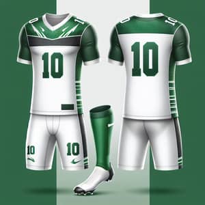 Custom Football Uniform Design - White & Green with Number '10'