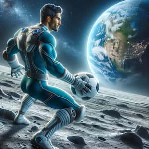 Soccer Player on Moon: Breathtaking View of Earth | Website Name