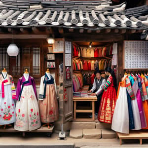 Colorful Hanbok Robes Exhibition in Hanok Street - South Korea