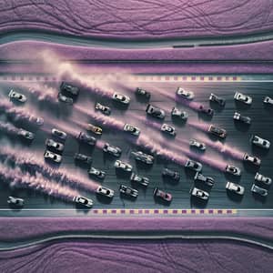 High-Speed Car Races on Unique Purple Grass Track
