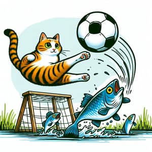 Cat's Bicycle Kick Goal Against Fish