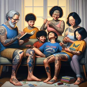 Family Tattoo Art: Multicultural Inked Family Portrait