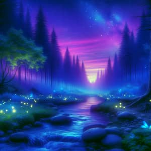 Mystical Twilight Forest | Vibrant Purples & Blues