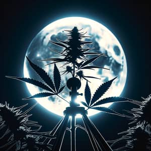 Moonlight Weed: Intriguing Silhouette Against Night Sky