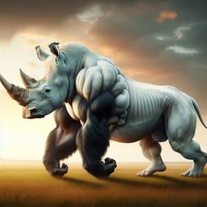 Majestic White Rhino with Gorilla Legs and Tail