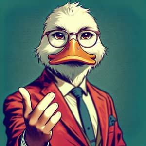 Distinguished Anthropomorphic Duck Portrait | Wisdom in Red Jacket