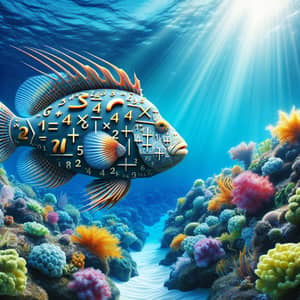 Unique Math-Inspired Fish Swimming in Vibrant Underwater Scene