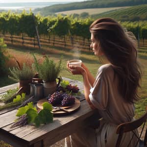 Morning Coffee in Rustic Vineyard Setting - Relaxation and Beauty