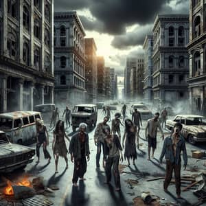 Post-Apocalyptic Zombie Apocalypse Scene: Eerie Streets & Abandoned Vehicles