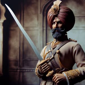 Historic Punjabi Warrior in 19th Century Attire