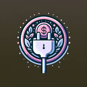 Modern Logo Design: Charger Plug with Coin | Pastel Colors