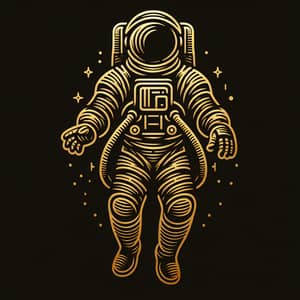 Golden Astronaut Outline on Black Background