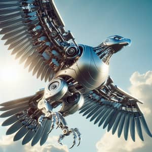 Robotic Eagle Soaring in the Sky - Futuristic Mechanical Bird