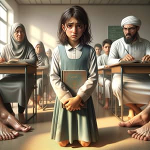 Emotional School Scene: Young Middle-Eastern Girl and Angry Teacher