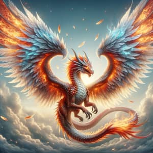 Fiery Dragon with Angel Wings Soaring Through the Sky