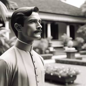 Mid-Century South Asian Gentleman Portrait in Colonial Estate