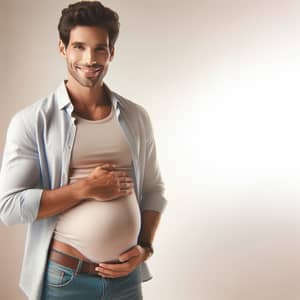 Proud Middle-Eastern Man with Pregnant Belly | Joyful Parenthood