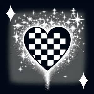 Checkerboard Heart with Sparkles - Unique and Enchanting Design