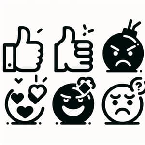 Minimalist Emojis: Approval, Disapproval, Anger, Happiness, Confusion