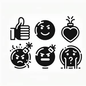Fine Line Minimalist Emojis Drawing in Elegant Black Ink