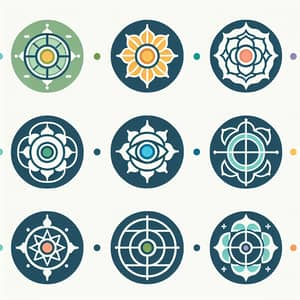 Modern Seven Chakras Symbols | Vital Energy Minimalist Style