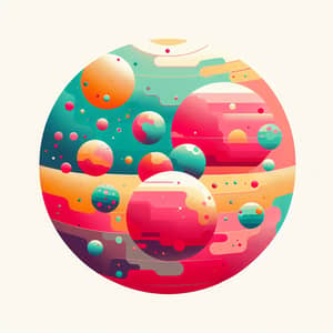 Vibrant Alien Planet Illustration with Geometric Continents