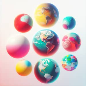 Vibrant Alien Planet Illustration with Colorful Continents