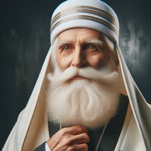 Elderly Cleric with Long White Beard | Traditional Headgear