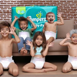Children Acting Like Babies with Pampers Baby Dry Diapers