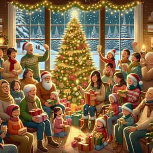 Heartwarming Christmas Celebration Illustration | Joy & Unity