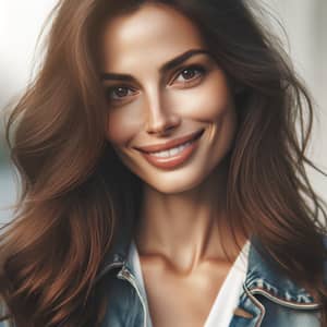 Brunette Woman with Warm Smile | Casual Outfit Portrait