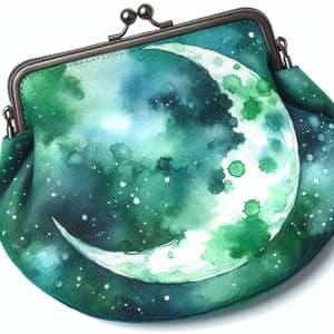 Stylish Green Moon-Shaped Watercolor Effect Bag