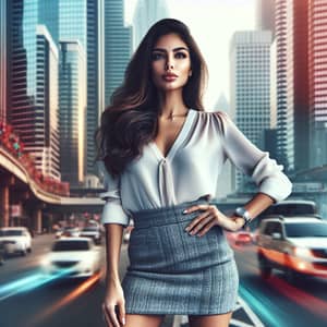 Stylish Middle-Eastern Woman in Vibrant Cityscape | Fashion