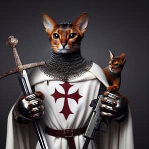 Noble Warrior Abyssinian Cat in Chainmail Armor