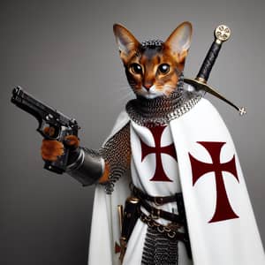 Abyssinian Cat Knight: Chain Armor, Sword & Gun | Cat Cosplay