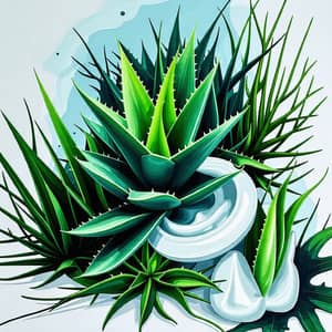 Green and Blue Tones: Aloe and Seaweed with White Creams