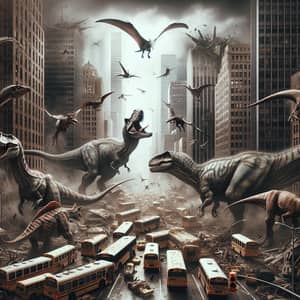 Chaos in Metropolis: Rampant Destruction by Dinosaurs