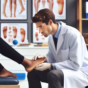 Professional Podiatrist Examining Black Female Patient's Foot