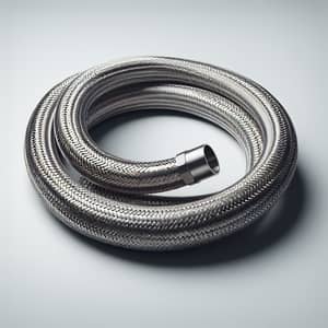 Stainless Steel Braided Gas Pipe on White Background