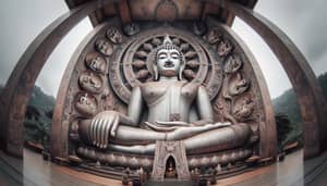 Wide Angle Buddha Statue: Peaceful Image