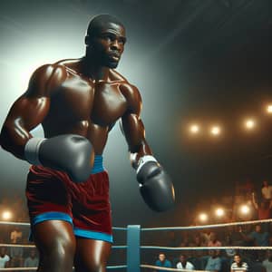 Muscular African Man in Boxing Attire | Athletic Stunt in Ring