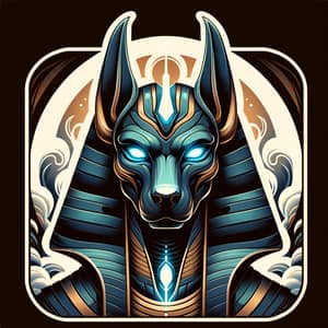 Colossal Anubis Icon with Blue Eyes & Aura - Profile Portrait