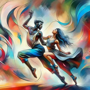 Vibrant Dance Performance: Black Male and Hispanic Female in Fluid Motion